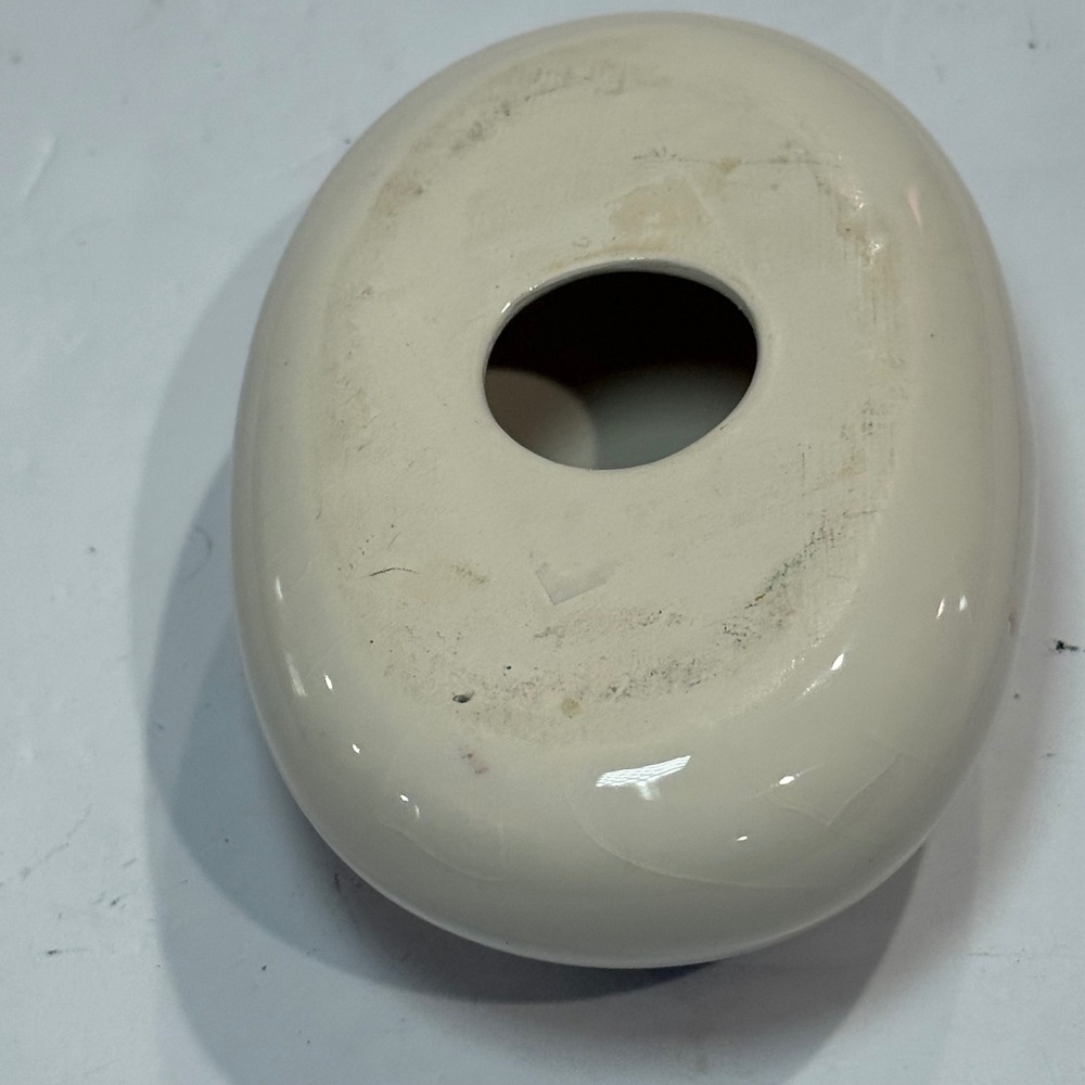Vintage Ceramic Owl Paperweight Cream Brown Oval Figurine Whimsy Goth Witchy - Picture 6 of 7